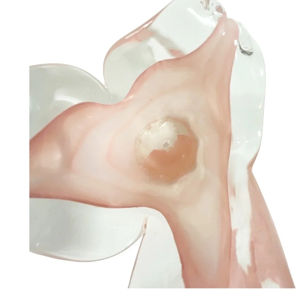 White Cristal Murano Art Glass Vase Pink & Clear Hand Blown Italy